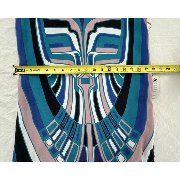 P Nicole Miller Artelier Blue Tribal Geometric Print Mini Sheath Dress Sz Petite - Picture 11 of 16